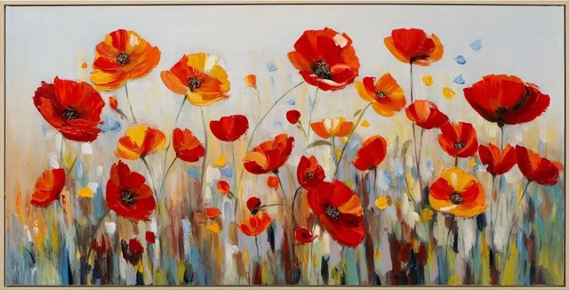 Art Universe Leinwandbild Poppy Field mit floralem Motiv in Rot und Grau, B: 60 cm, H: 120 cm - Bild 1