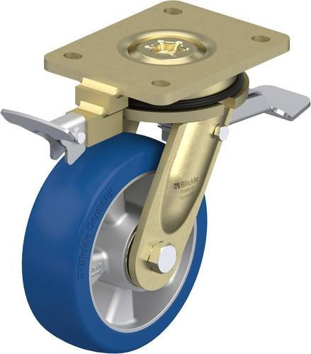 Blickle Lenkrolle LS-ALBS 150K-ST-RI4 mit Feststeller in Blau und Silber, Rad-Durchmesser: 150 mm, Tragfähigkeit: 500 kg - Bild 1