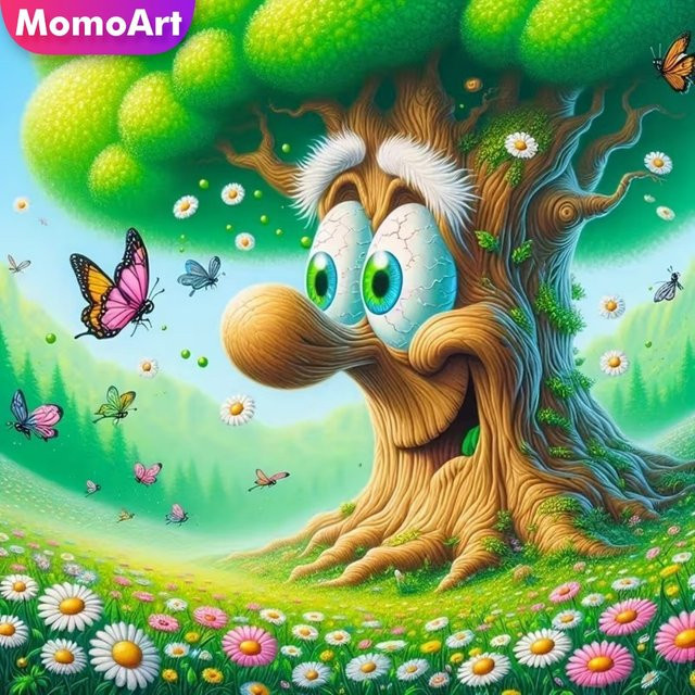 Momoart 5D Diamant-Mosaik DIY Diamantmalerei Abstrakt Baum Landschaft Wanddekoration Multicolour - Bild 1