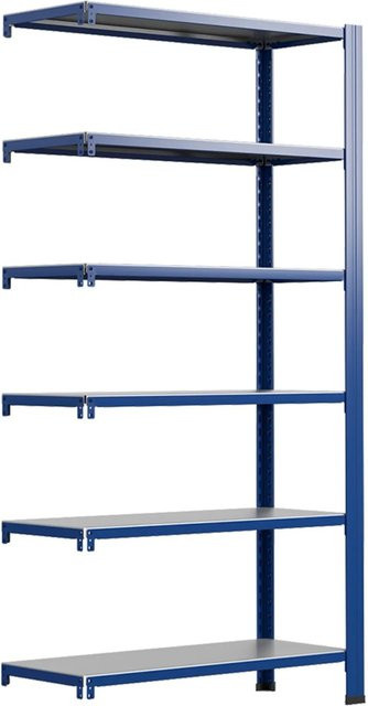 AR Shelving T Profile Zusatzmodul Blau & Verzinkt mit 6 Böden, B/H/T: 250 x 100 x 30 cm - Bild 1