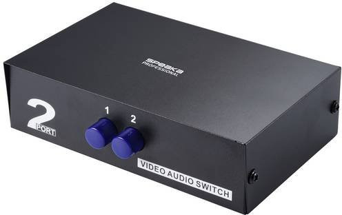 SpeaKa Professional SP-11175216 2 Port Composite-Switch mit Audio-Ports in Schwarz - Bild 1