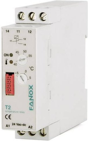 Fanox Überwachungsrelais T2-24 VAC/DC Temperatursteuerung 24 V/DC, 24 V/AC mit 1 Wechsler in Weiß - Bild 1