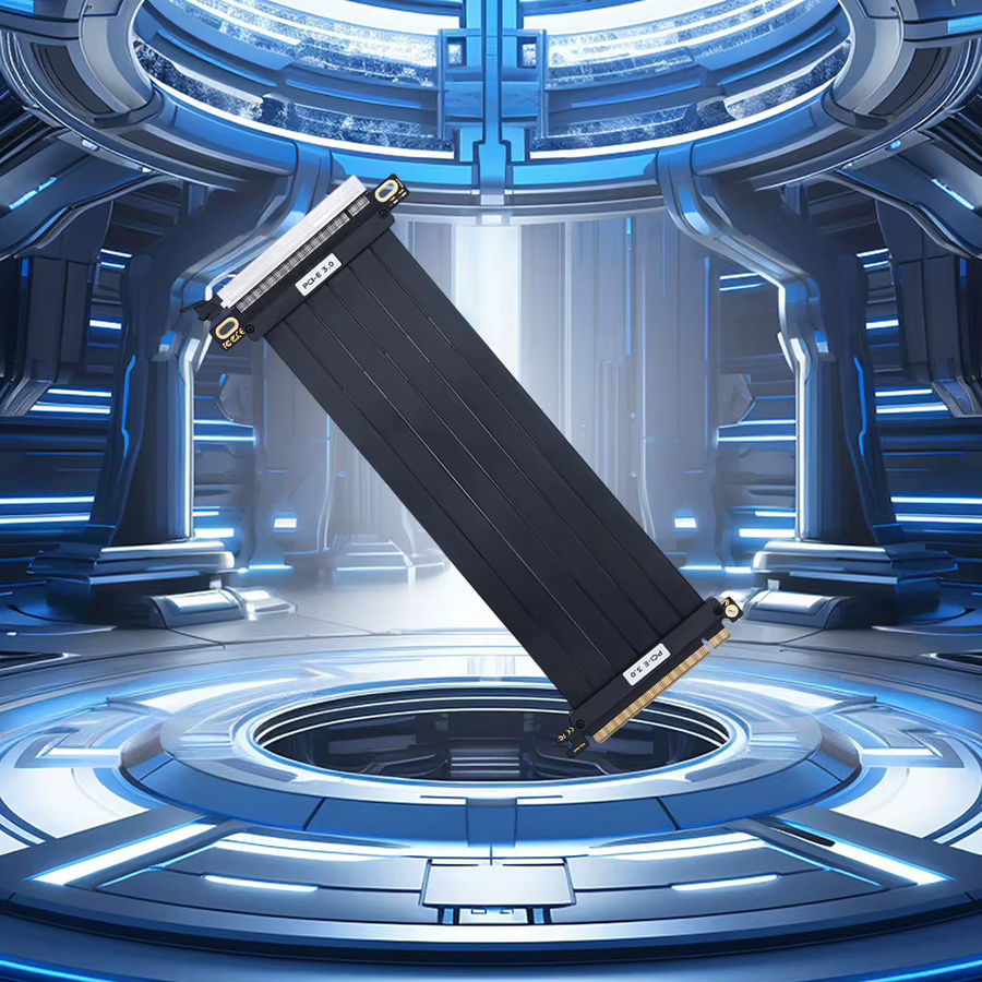 ALLOYSEED PCI-E 3.0 Riser-Kabel GPU-Verlängerungskabel PCIe 3.0 x16 Hochgeschwindigkeits-Flexibles Erweiterungskabel mit 180-Grad-Adapter in Schwarz - Bild 3