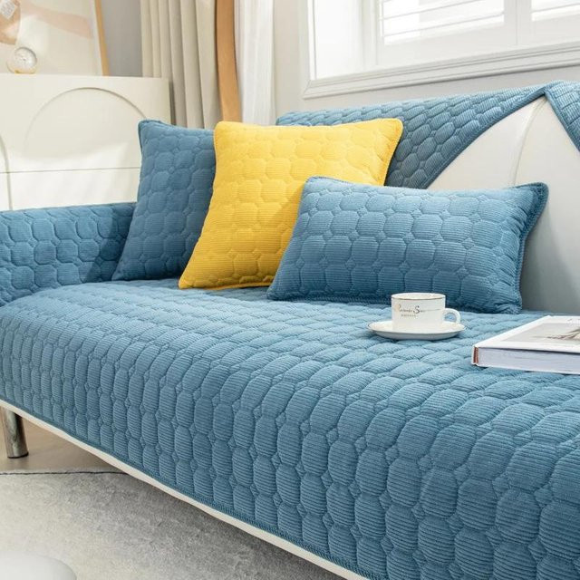 Universeller rutschfester Sofa-Handtuchbezug aus dickem Plüsch in Blau, Super Six Couchbezug für dein Wohnzimmer, Breite: 70 cm, Höhe: 70 cm - Bild 1