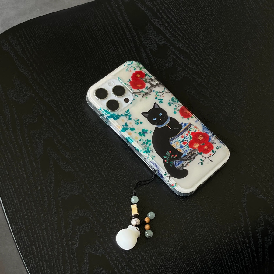 TROPLET Handyhülle mit Black Cat & Porzellan Dual Layer Design für iPhone 16 15 14 13 Pro Max in Schwarz und Multicolour - Bild 3