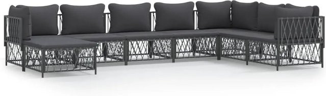 vidaXL 8-teiliges Garten-Lounge-Set in Anthrazit mit Kissen aus Textilene und pulverbeschichtetem Stahl - Bild 1