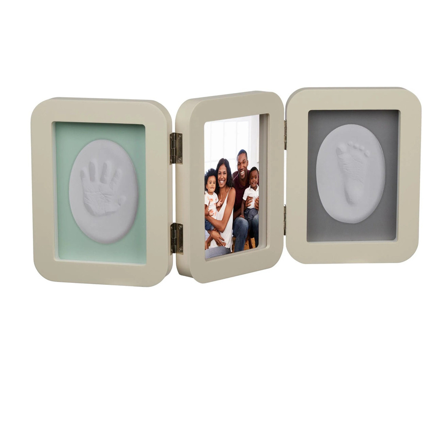 Relaxdays Baby Gipsabdruck Set in Beige mit Bilderrahmen aus MDF, B/H/T: 49 x 21 x 2,5 cm - Bild 2