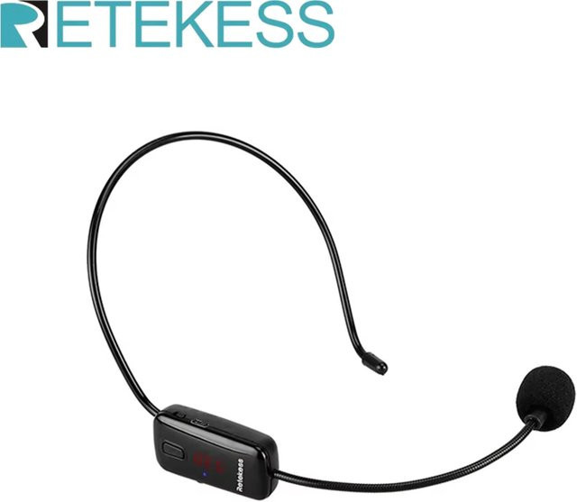 Retekess TR503 Drahtloses Kondensator-Headset Mikrofon in Schwarz für Megaphone, Unterricht und Besprechungen (FM 87–108 MHz) - Bild 1