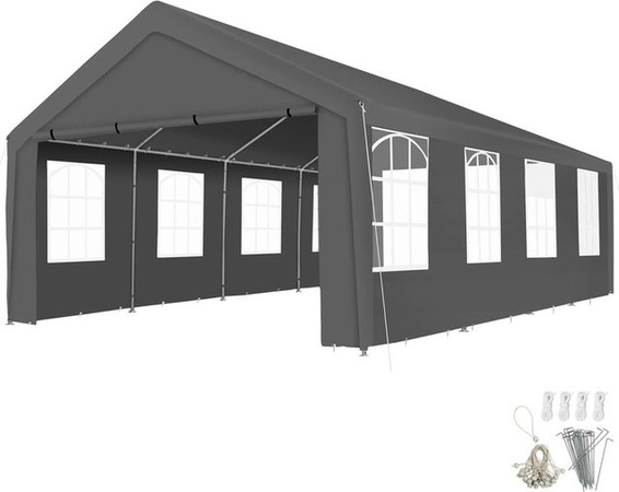 Tectake Partyzelt Mammut im Stecksystem, Grau, B/T/H: 800 x 400 x 315 cm