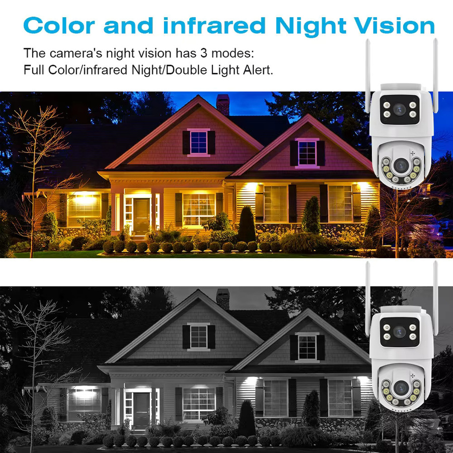 DDBROUGEN 4K 8MP PTZ WiFi Überwachungskamera mit Dual Screen und Farb-Nachtsicht für Outdoor Sicherheit, ICSEE App, Weiß - Bild 4