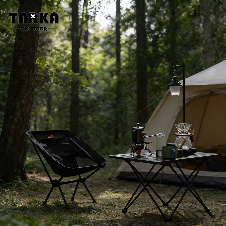 Tragbarer und zusammenklappbarer Aluminiumtisch von TARKA in Schwarz, ultraleichter Camping- und Picknicktisch für Garten, Angeln und Outdoor-Aktivitäten - Bild 2