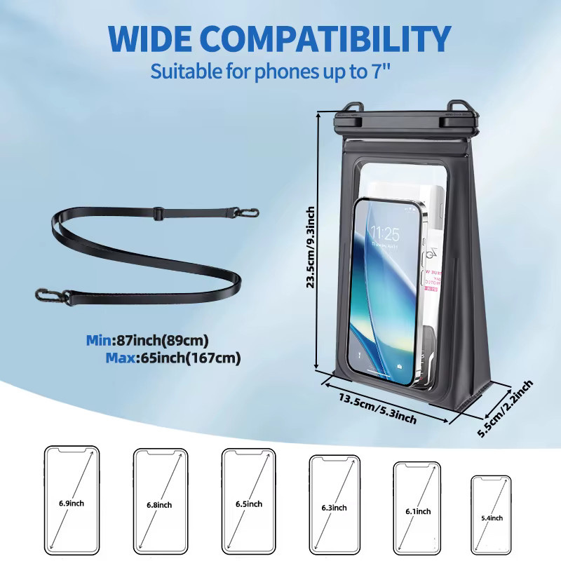 HAISSKY Wasserdichte Umhängetasche in Transparent für iPhone, Samsung und Xiaomi Universal Outdoor Schwimmen Tasche - Bild 4