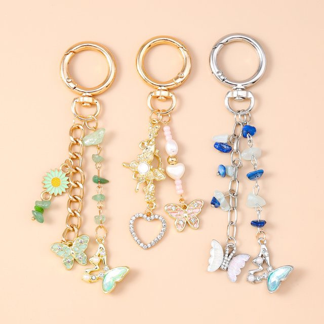 Aihua Schlüsselanhänger Schmetterling, Kristall, Gold, Damen - Bild 1
