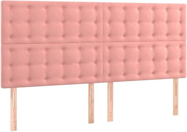 vidaXL LED Kopfteil aus Samt in Rosa mit USB-Ladeport und integrierter Beleuchtung, B/H: 200 x 118/128 cm - Bild 1