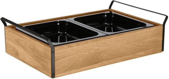VEGA Buffet-Kühltablett Esino mittel aus Melamin in Eiche/Schwarz, 2x GN 1/2, B/T/H: 61,9 x 38,6 x 16,9 cm - Bild 1