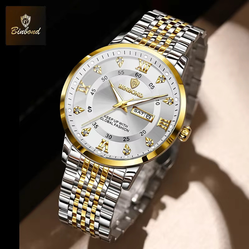 BINBOND Armbanduhr Edelstahl, Quarz, Silber, Herren - Bild 4
