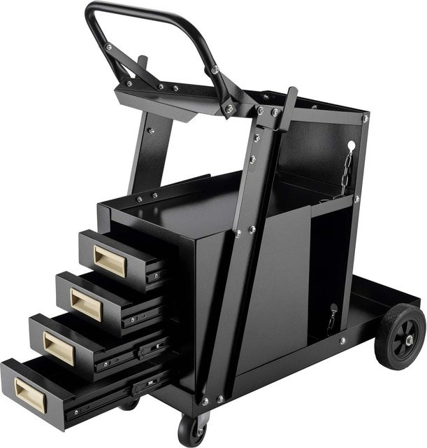 Wiltec Schweißwagen aus Stahl in Schwarz mit 4 Schubladen und Arbeitsplatte, Tragkraft 100 kg - Bild 1
