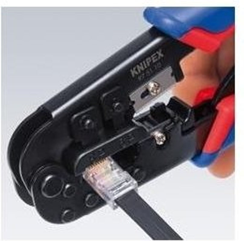 Knipex Crimpzange für Westernstecker 6/8-polig RJ11/RJ12 mit Ratsche und Abisolierfunktion 97 51 10 SB - Bild 2