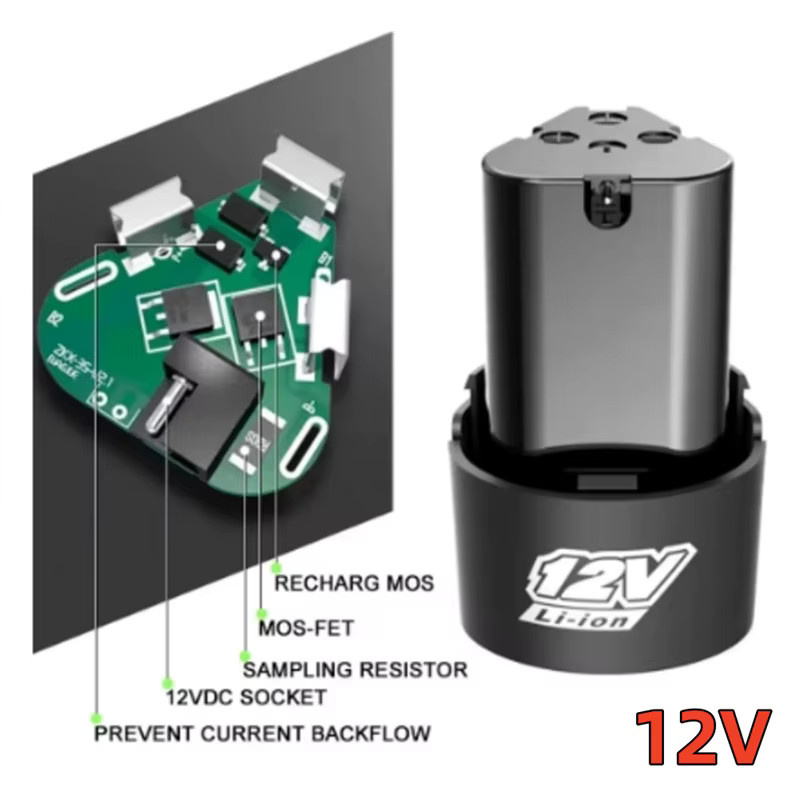 Roza Cinnie universeller wiederaufladbarer Lithium-Akku 12 V 4000 mAh in Schwarz für Elektrowerkzeuge wie Bohrmaschinen und Winkelschleifer - Bild 4