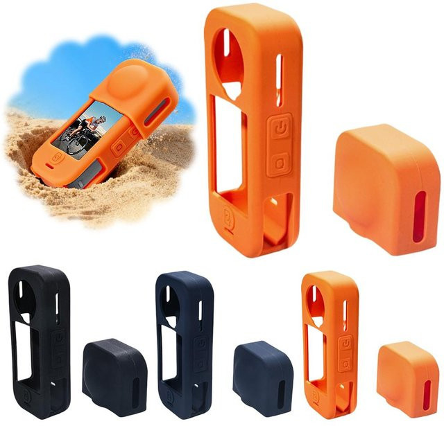 Insta360 Silikon-Körperschutzhülle für Insta360 X4air stoßfeste Schutzrahmenkappe in Orange und Schwarz - Bild 1