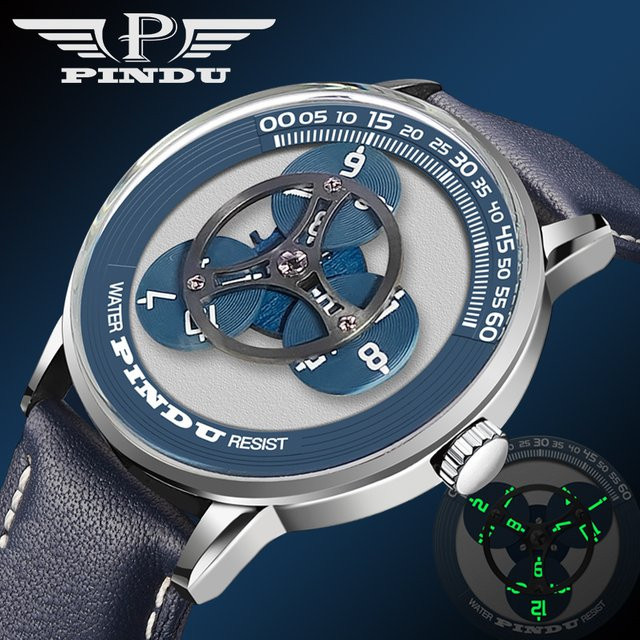 PINDU Design Armbanduhr Automatik, Edelstahl, 40 mm, Herren, Schwarz - Bild 1