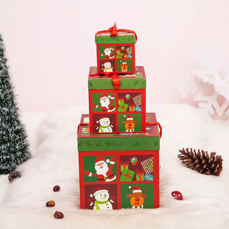 Personalisierbare Weihnachtsgeschenkbox aus Papier, faltbare Geschenkbox für Heiligabend und Weihnachtsfeiern, Mehrfarbig, Breite: 20 cm - Bild 2