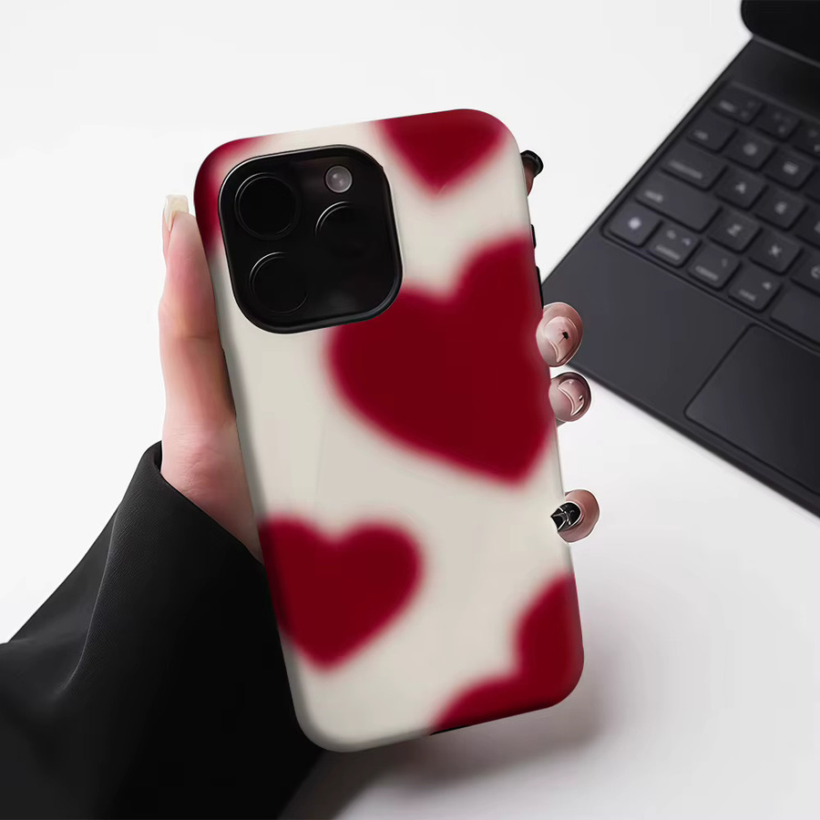 Crimson Heart Glow Handyhülle für iPhone 17 16 15 14 13 Pro Max Plus – Magnetische robuste zweilagige Schutzhülle - Bild 5