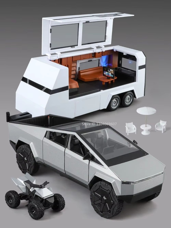 MAKEDA Pickup Trailer Wohnmobil, Diecast Auto, 1:24, mit Licht und Sound - Bild 5