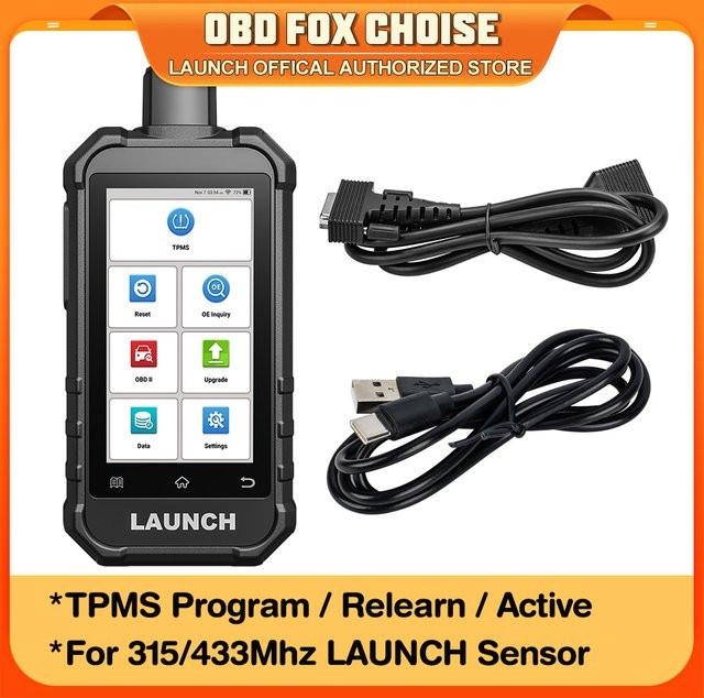LAUNCH X431 CRT5011E V2 TPMS Reifendruck Diagnose-Tool in Schwarz zur Sensor-Aktivierung, Programmierung und zum Auslesen mit OBD2-Scanner für 315/433 MHz - Bild 1