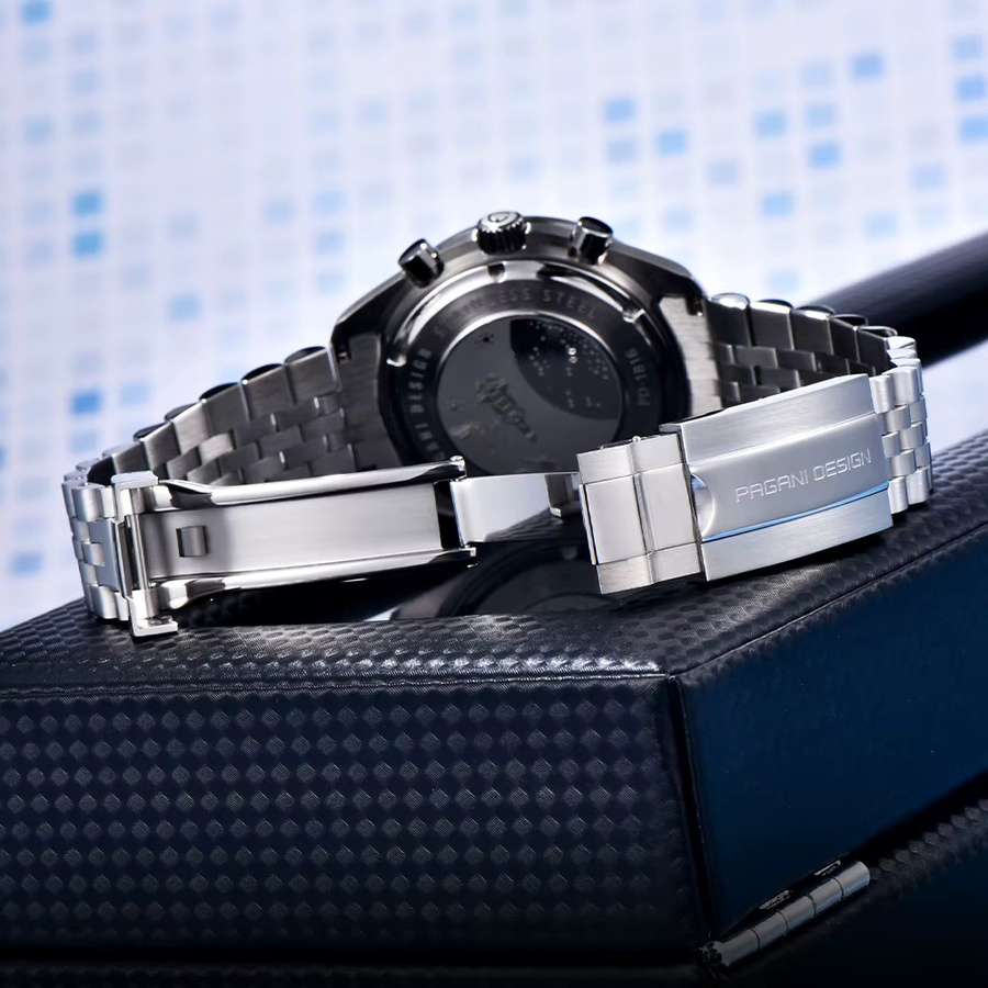 Pagani Design Chronograph, Quarz, Edelstahl, Saphirglas, Herren, Schwarz - Bild 5