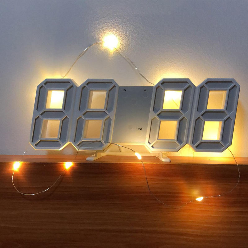 Tooarts LED 3D Wanduhr mit digitaler Anzeige, Datum und Thermometer, Schwarz - Bild 4