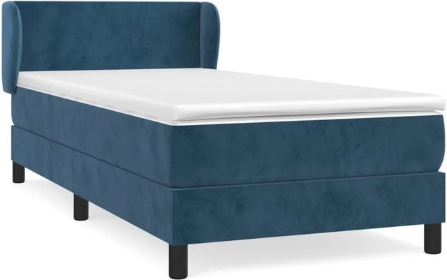 vidaXL Boxspringbett mit Matratze aus Samt in Blau, B/T/H: 90 x 190 cm - Bild 1