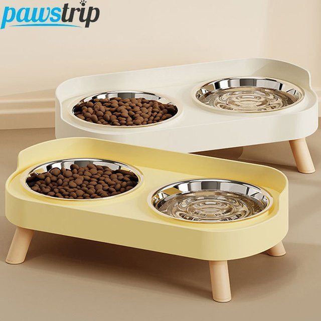 Pawstrip Erhöhte Katzenfutternäpfe aus Edelstahl mit Ständer in Grün, Doppelte Tiernahrung Wassernäpfe für Katzen und Hunde, rutschfest und spritzwassergeschützt - Bild 1