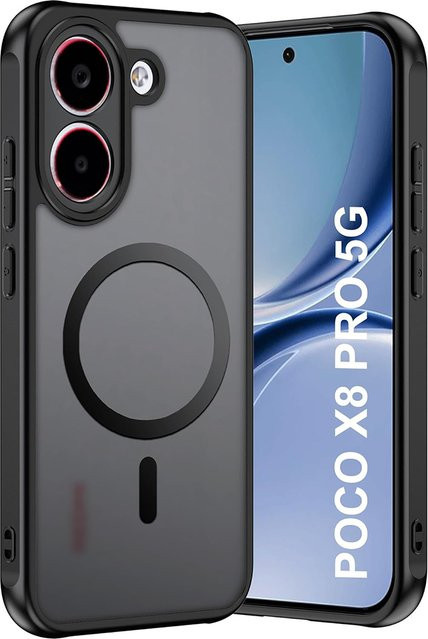 Stoßfeste Handyhülle für Xiaomi POCO X8 Pro Max Turbo 5 mit magnetischem kabellosem Laden und Mattschutz in Schwarz - Bild 1