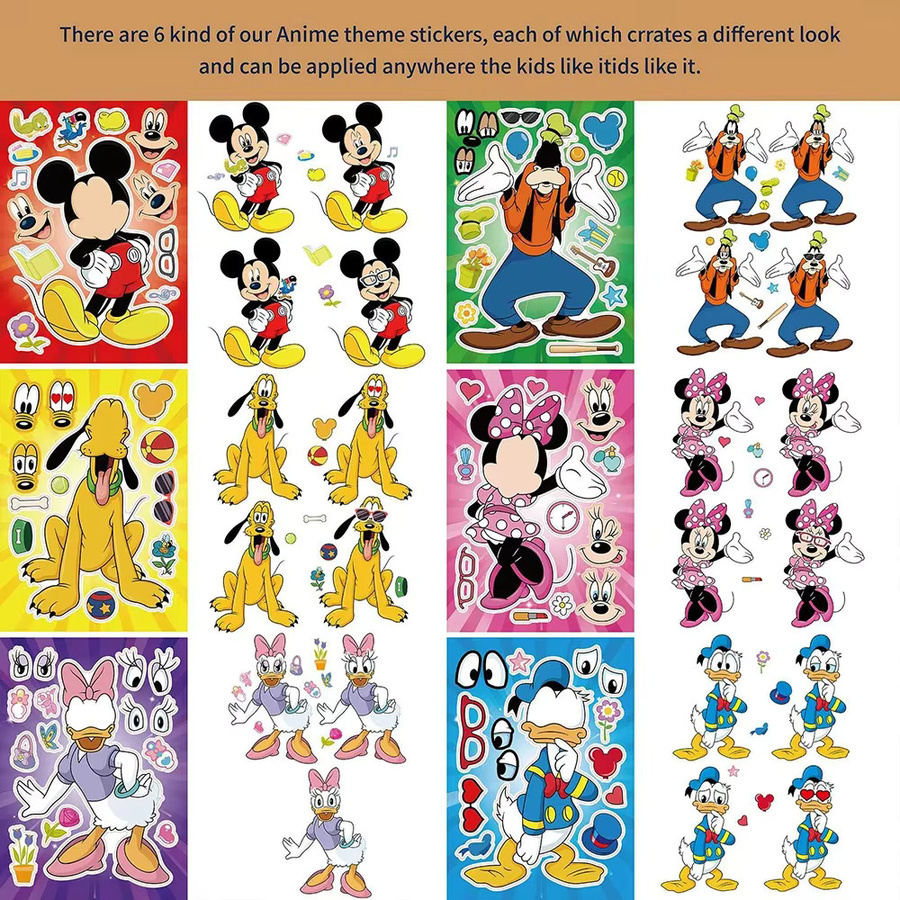 Disney Make-a-Face Puzzle-Aufkleber, 12 Blatt, Bunt - Bild 3