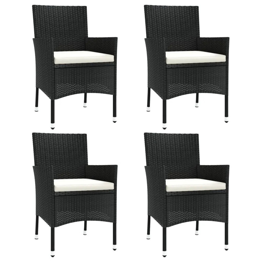 Furnicato Gartenstuhl Set 4er Schwarz aus PE-Rattan mit Armlehnen und Polstern B/T/H: 61 x 60 x 88 cm - Bild 2