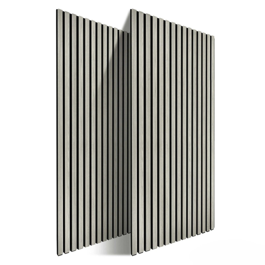 Relaxdays Akustikpaneele 2er Pack im Lamellen-Design aus MDF und PET, Eiche Hellgrau, B: 60 cm, H: 120 cm, T: 2 cm - Bild 2