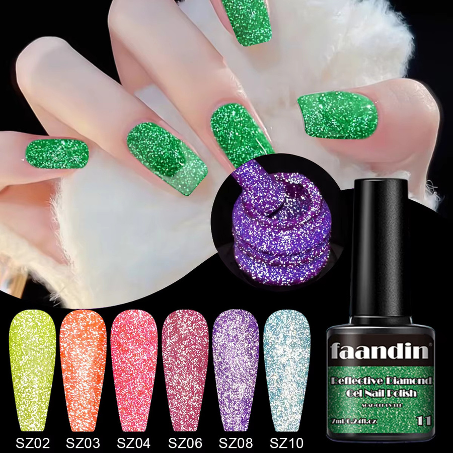 Faandin Glitzer-Diamant-Gel-Nagellack, 10er Set, 7 ml pro Flasche - Bild 6