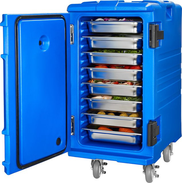 SucceBuy Isolierte Lebensmitteltransportbox mit Griff und Doppelspangen, Edelstahl, Schwarz/Blau, 75-120 l - Bild 1