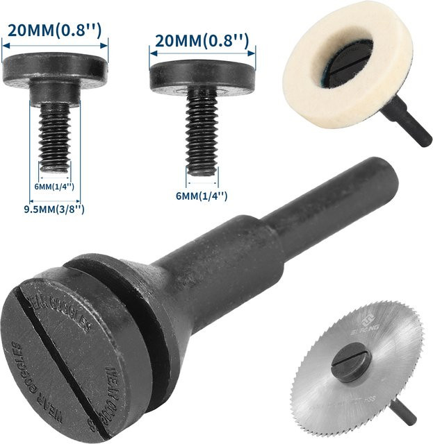 SI FANG Montagedorn für Trennscheiben und Schleifscheiben in Schwarz, passend für 6 mm und 9,5 mm Loch-Trennscheiben für Stabschleifer-Drehwerkzeuge - Bild 1
