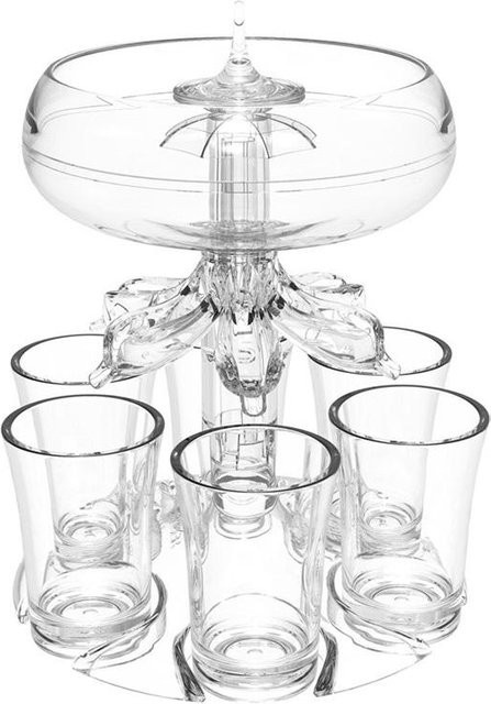 MOMO MARKET Bartender Set mit 6 Schnapsgläsern und Spendergestell in Weiß und Transparent - Bild 1