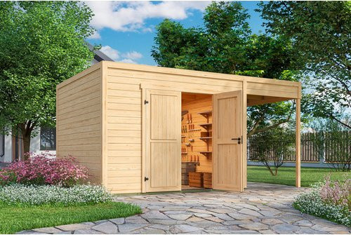 WEKA Gartenhaus Batu in Naturfarben Braun, B/L: 450 x 600 cm - Bild 1