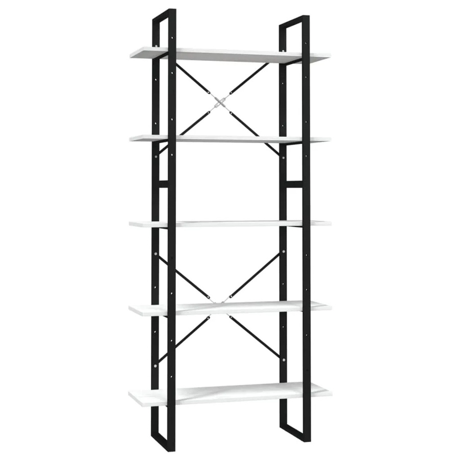 vidaXL Bücherregal im Industrial Design aus Massivholz Kiefer und Metall, Weiß, B/T/H: 80 x 30 x 175 cm - Bild 2
