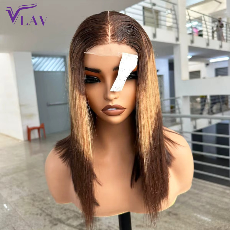 VLAV Highlight Seidige Gerade Perücke, HD Transparente Spitze, mit Babyhaar - Bild 2