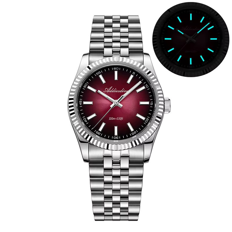 ADDIESDIVE Armbanduhr, Quarz, Edelstahl, Saphirglas, rotes Zifferblatt, Herren - Bild 7