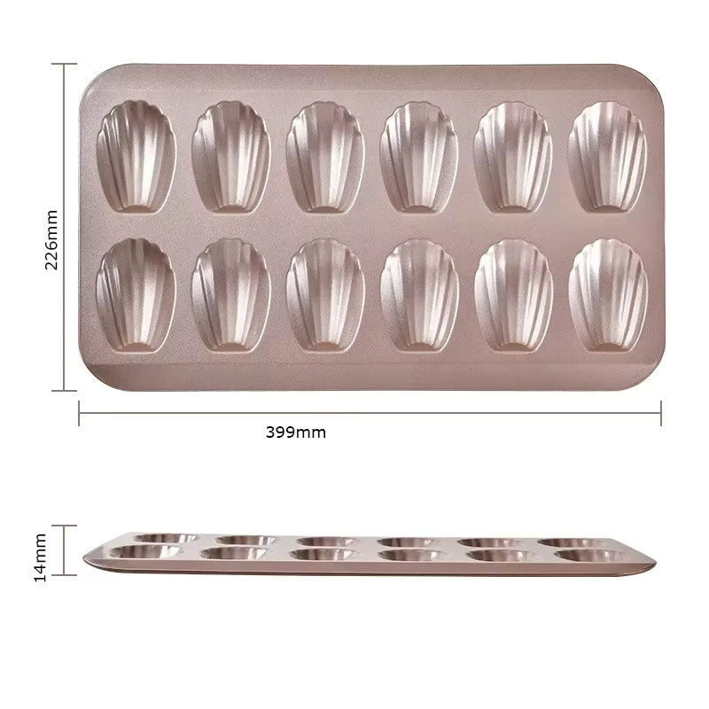 AJOYOUS Madeleine-Pfanne mit 12 Muschelformen und Ölpinsel, antihaftbeschichtetes Backblech in Schwarz - Bild 5