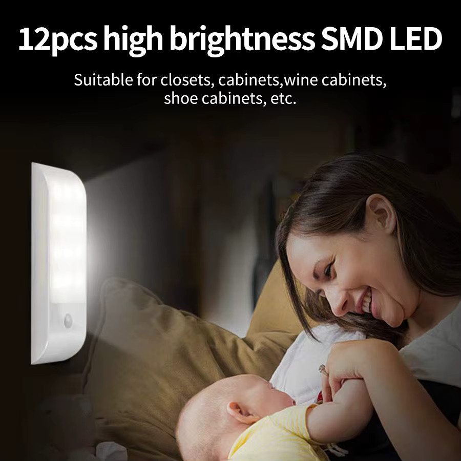 GGBEE Wiederaufladbares LED-Nachtlicht mit Bewegungsmelder als tragbare Nachttischlampe für Küche, Schlafzimmer, Treppen und Flur - Bild 2