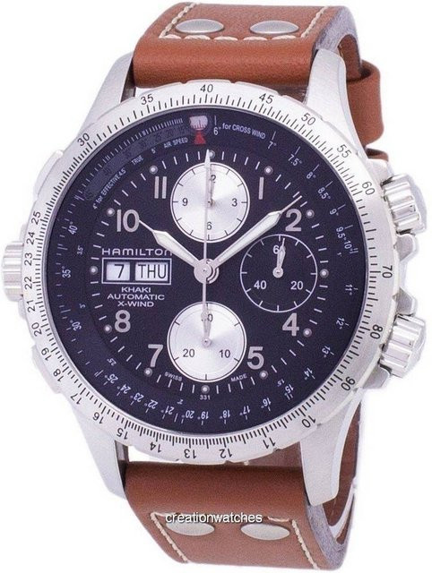 Hamilton Chronograph, Automatik, Edelstahl, 44 mm, Leder, Schwarz, Herren - Bild 1