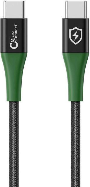 Microconnect MC-SMART USB-C-C-01 USB 2.0 Kabel USB-C auf USB-C in Schwarz-Grün, Länge: 1 m - Bild 1