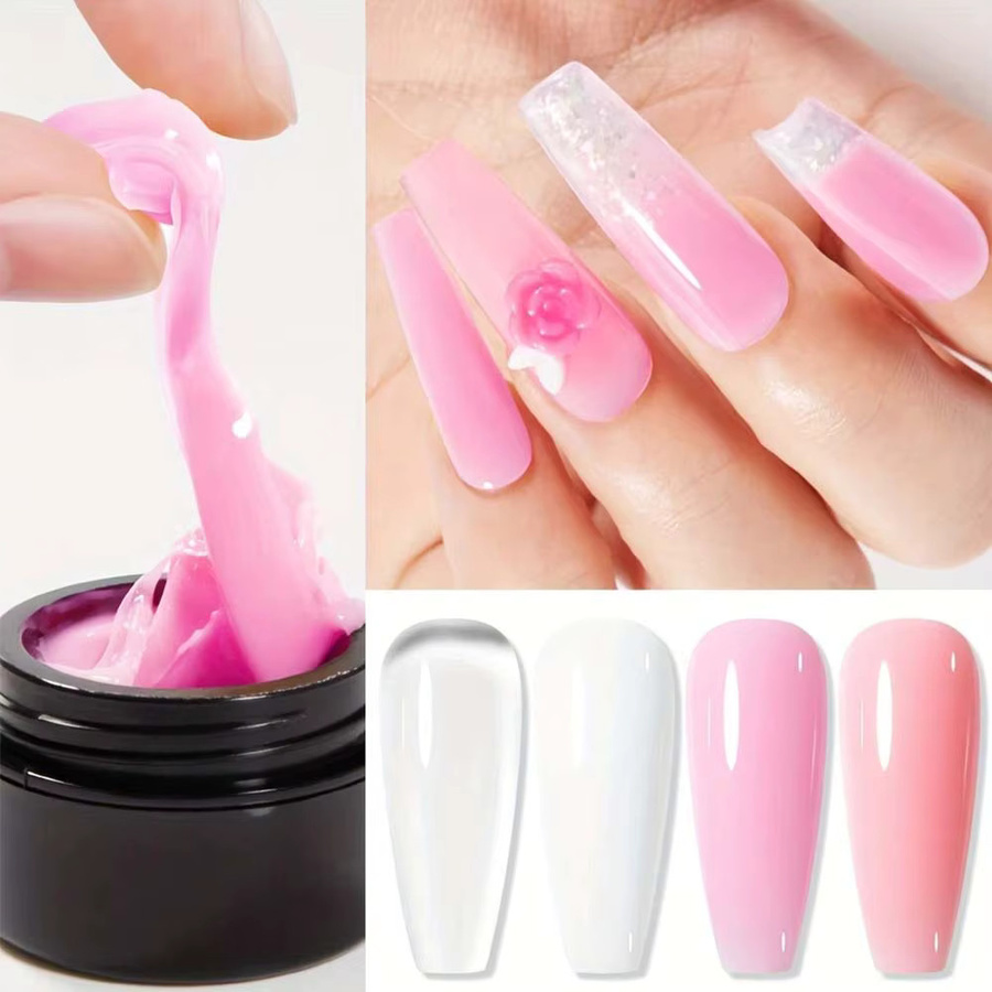 DUOLINGDAI Solid Builder Gel Set, Weiß, Rosa, Nude, Klar, 3 Stück - Bild 4